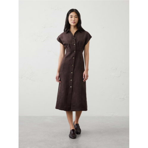 bananarepublic Vegan Suede Seamed Midi Shirtdress