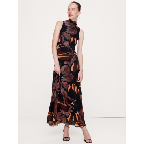 Bananarepublic Mesh Tie-Neck Maxi Dress
