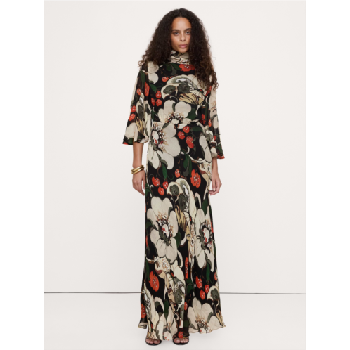 Bananarepublic Georgette Flutter Cape-Sleeve Midi Dress
