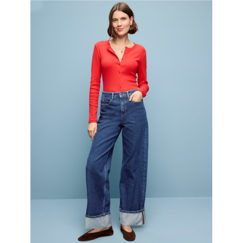 OldNavy Extra High-Waisted Cuffed Wide-Leg Jeans