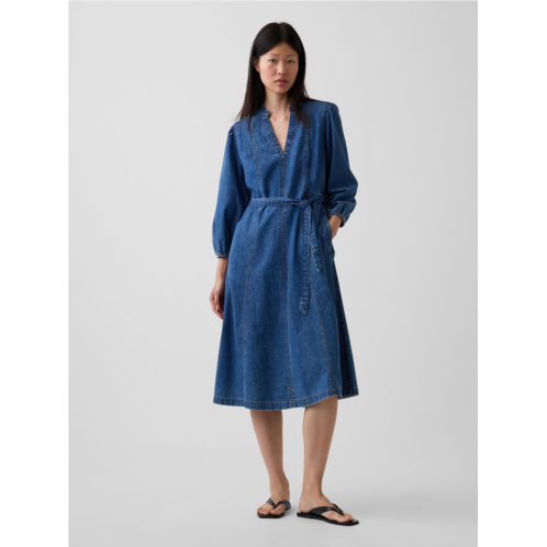 Gap Denim Tie-Belt Midi Dress