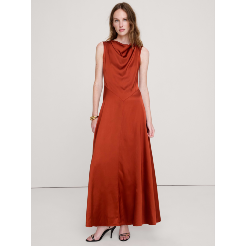 Bananarepublic Stretch-Satin Cowl-Neck Maxi Dress