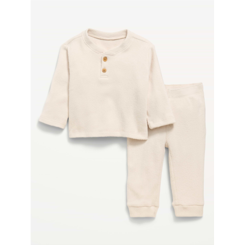 OldNavy Long-Sleeve Waffle-Knit Henley Top and Pants Set for Baby