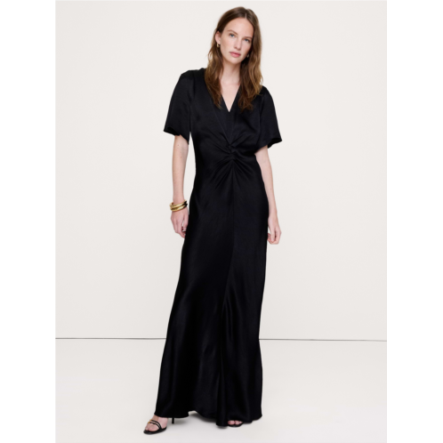 Bananarepublic Hammered Satin Flutter-Sleeve Dress