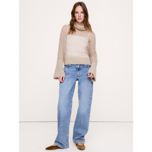 Bananarepublic Italian Open-Stitch Funnel-Neck Sweater
