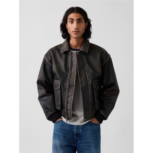 Gap Recycled Vegan Leather Bomber Jacket