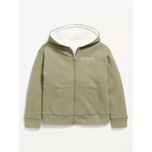 OldNavy Logo Graphic Sherpa-Lined Fleece Full-Zip Hoodie for Boys