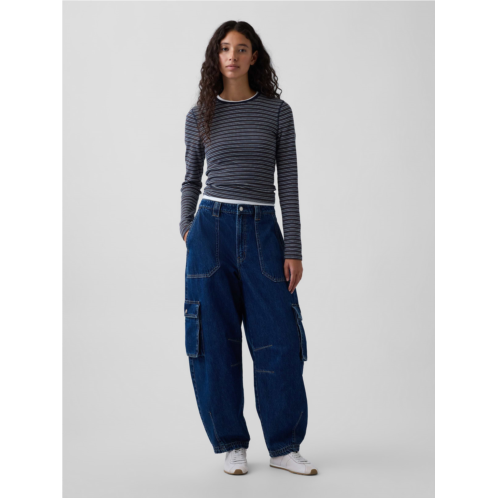 Gap High Rise Barrel Cargo Jeans