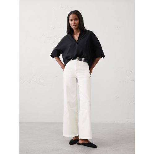 bananarepublic Drapey Twill Collared Popover Top