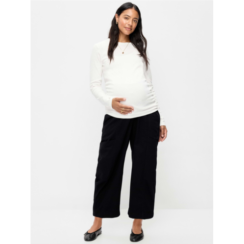 OldNavy Maternity Rollover-Waist Barrel-Leg Ankle Pants