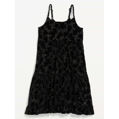 OldNavy Sleeveless Fit and Flare Floral Velour Dress for Girls