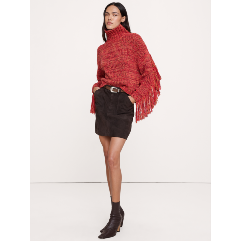 Bananarepublic Marled Wool-Cotton Fringe Sweater