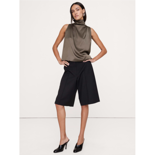 Bananarepublic Satin-Stretch Tie-Neck Top