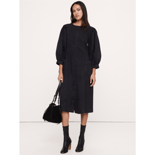Bananarepublic Denim Puff-Sleeve Midi Dress