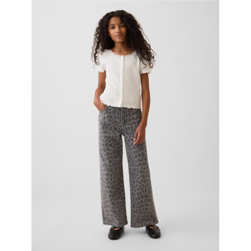Gap Kids Low Rise Stride Leopard Wide-Leg Jeans