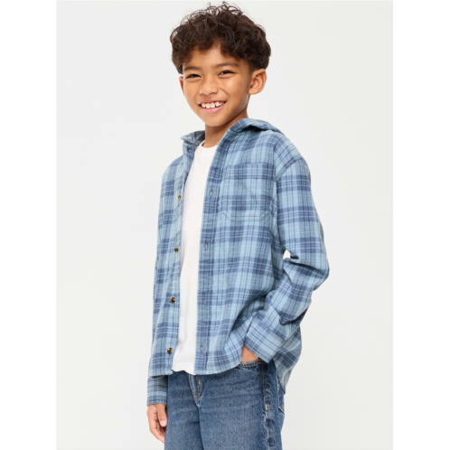 OldNavy Long-Sleeve Plaid Flannel Hooded Shirt for Boys