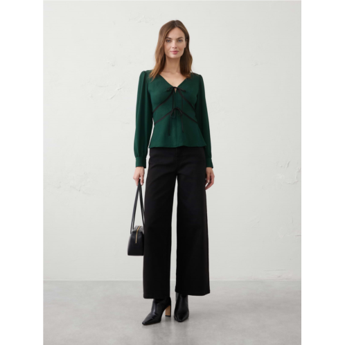 bananarepublic Velvet Trim V-Neck Top
