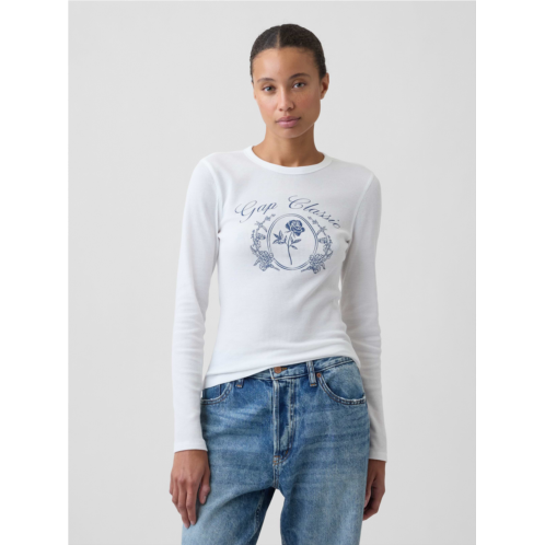 Gap Waffle-Knit Crewneck Graphic T-Shirt