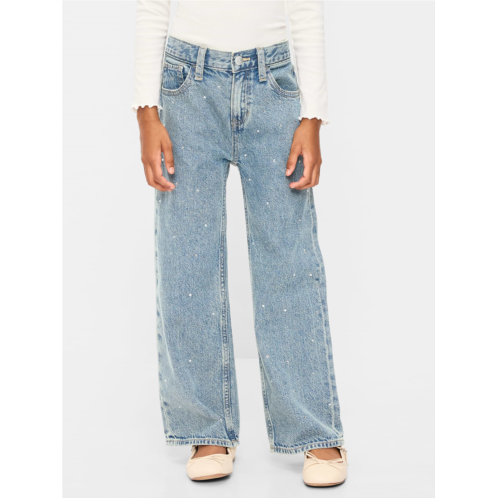 OldNavy High-Waisted Baggy Rhinestone Wide-Leg Jeans for Girls