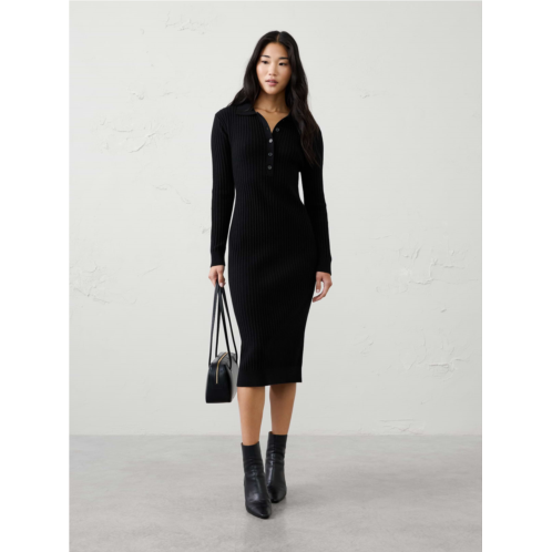 bananarepublic Ribbed Polo Midi Sweater Dress