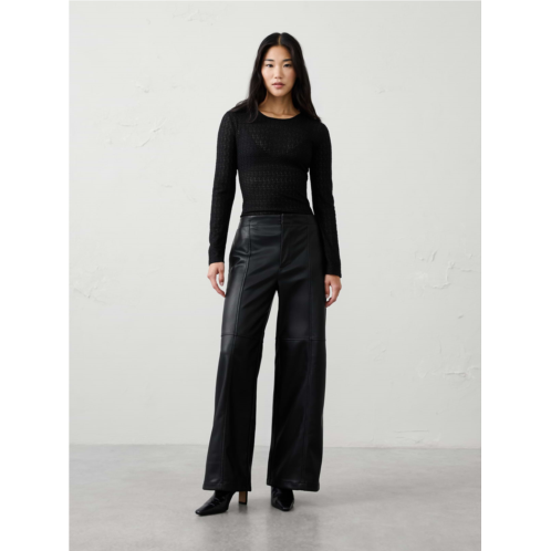 bananarepublic Wide-Leg High-Rise Vegan Leather Pant