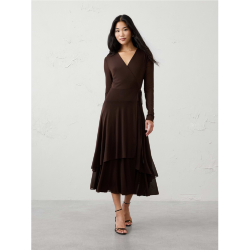bananarepublic Mesh Tiered Wrap Maxi Dress