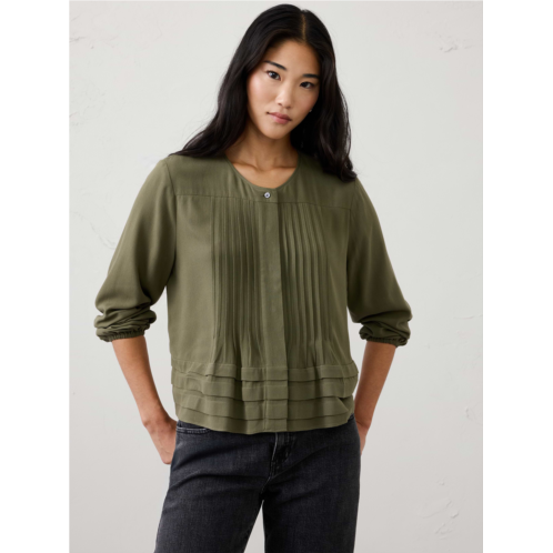 bananarepublic Pleated Button-Front Swing Top