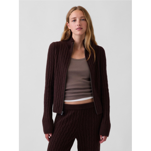 Gap CashSoft Cable-Knit Zip Cardigan