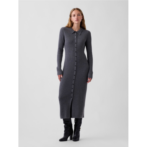 Gap CashSoft Rib Sweater Maxi Shirtdress
