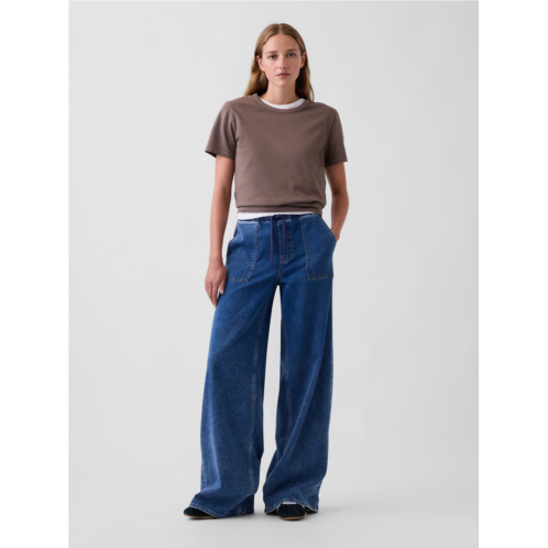 Gap Mid Rise Knit Easy Baggy Jeans