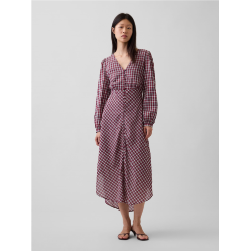 Gap Voile Plaid Empire-Waist Maxi Dress