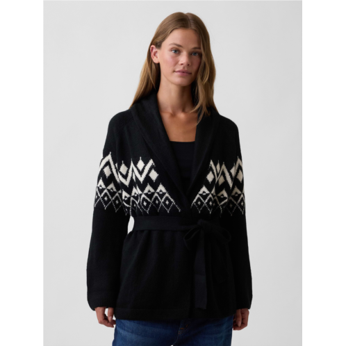 Gap Relaxed CashSoft Fair Isle Shawl Cardigan