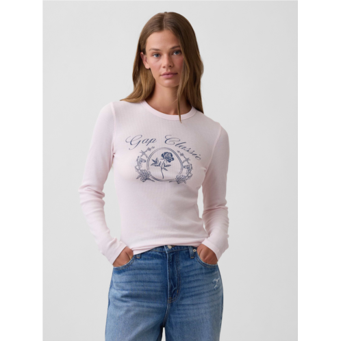 Gap Waffle-Knit Crewneck Graphic T-Shirt