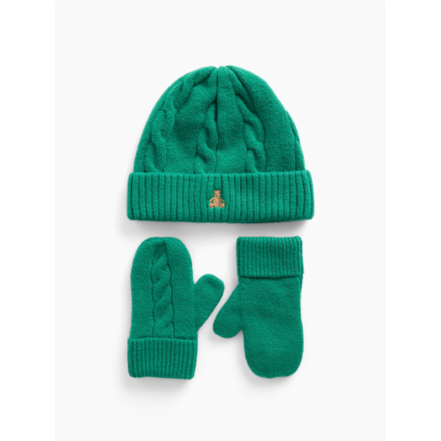 Gap Baby & Toddler CashSoft Cable-Knit Beanie & Mittens Set