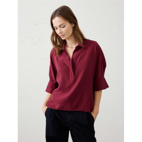 bananarepublic Drapey Twill Collared Popover Top