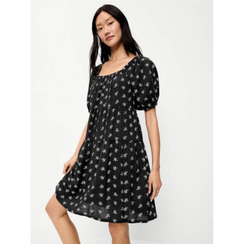 OldNavy Puff-Sleeve Smocked Mini Swing Dress