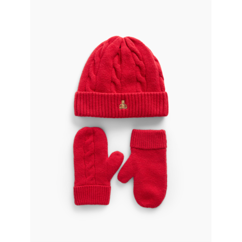 Gap Baby & Toddler CashSoft Cable-Knit Beanie & Mittens Set