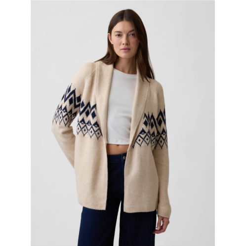 Gap Relaxed CashSoft Fair Isle Shawl Cardigan