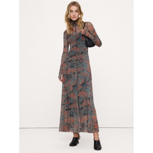 Bananarepublic Mesh Long-Sleeve Maxi Dress