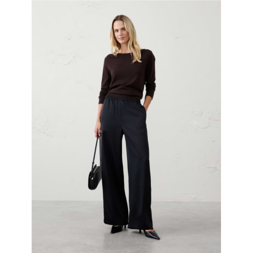 bananarepublic Wide-Leg High-Rise Pull-On Satin Pant