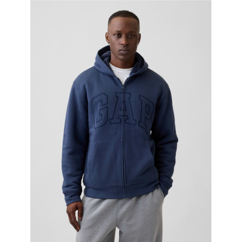 Relaxed Gap Logo Sherpa-Lined Zip Hoodie