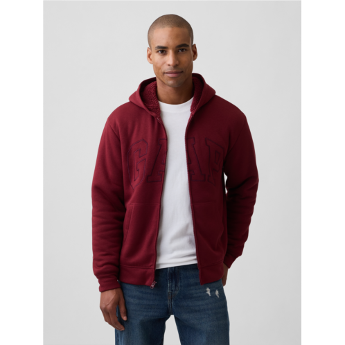 Relaxed Gap Logo Sherpa-Lined Zip Hoodie