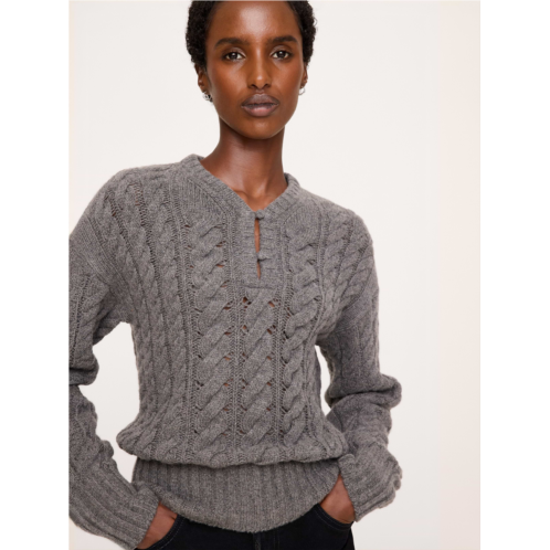 Bananarepublic Merino-Yak Buttoned Cable-Knit Sweater