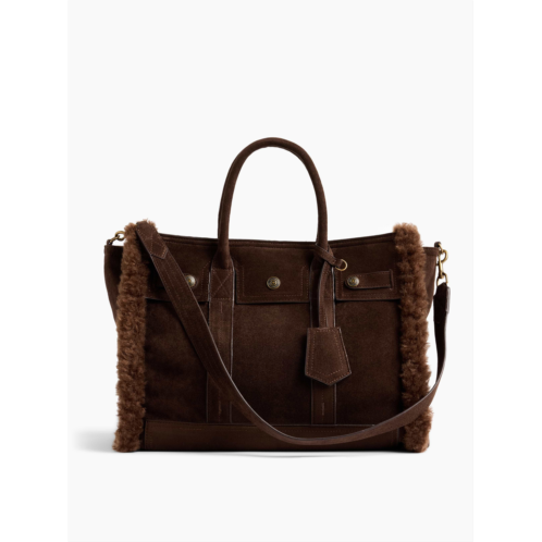 Gap Sherpa-Lined Vegan Suede Five Pocket Tote