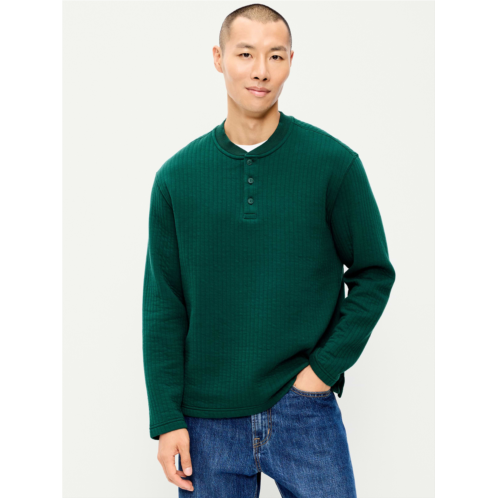 OldNavy Long-Sleeve Quilted Fleece Henley Sweatshirt