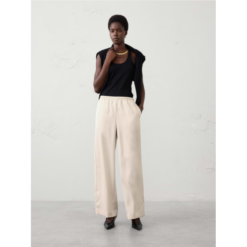bananarepublic Wide-Leg High-Rise Pull-On Satin Pant