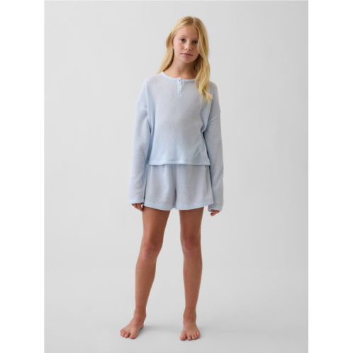 Gap Kids Recycled Waffle Henley PJ Short Set