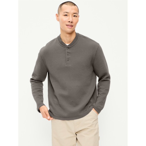 OldNavy Long-Sleeve Quilted Fleece Henley Sweatshirt