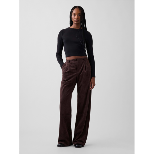 Gap Vegan Suede Pleated Wide-Leg Pants