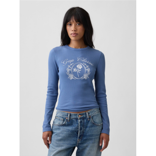 Gap Waffle-Knit Crewneck Graphic T-Shirt